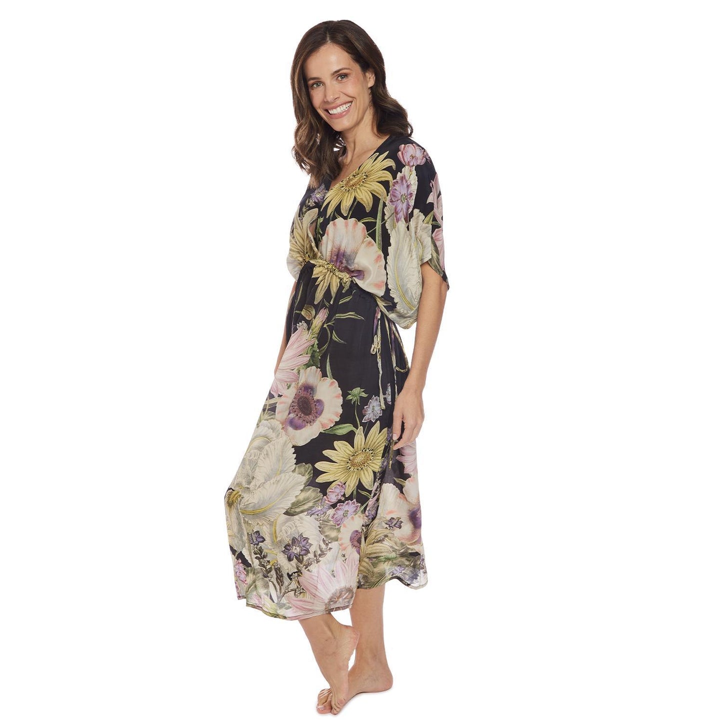 Daisy Print Black String Dress