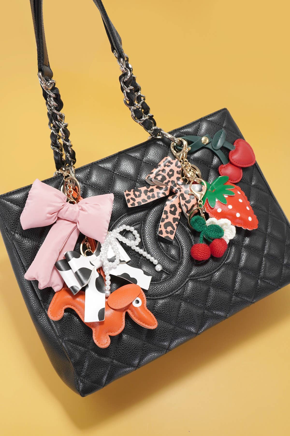 Puffy Solid Bow Keychain
