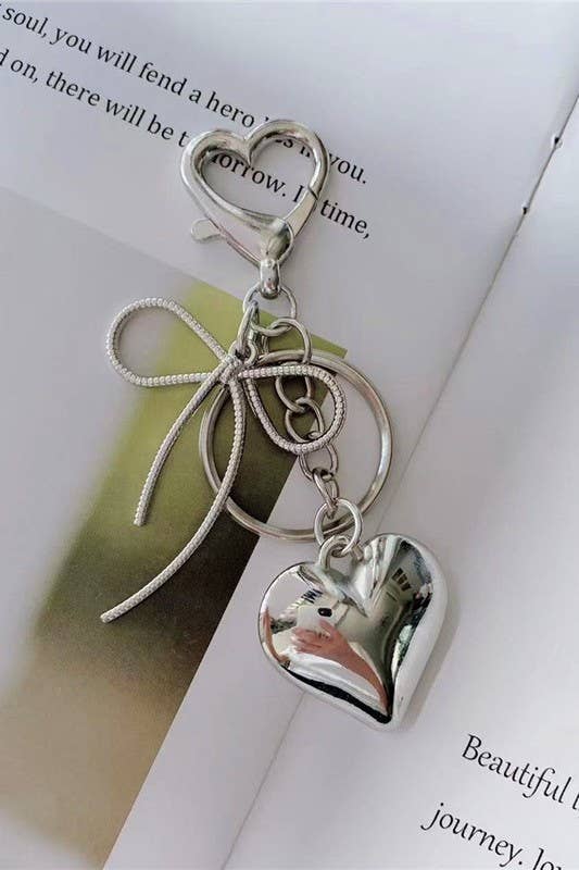 Bow Heart Bag Charm