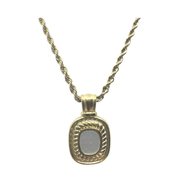 Antique-Style Charm with Acrylic Center on Rope Chain