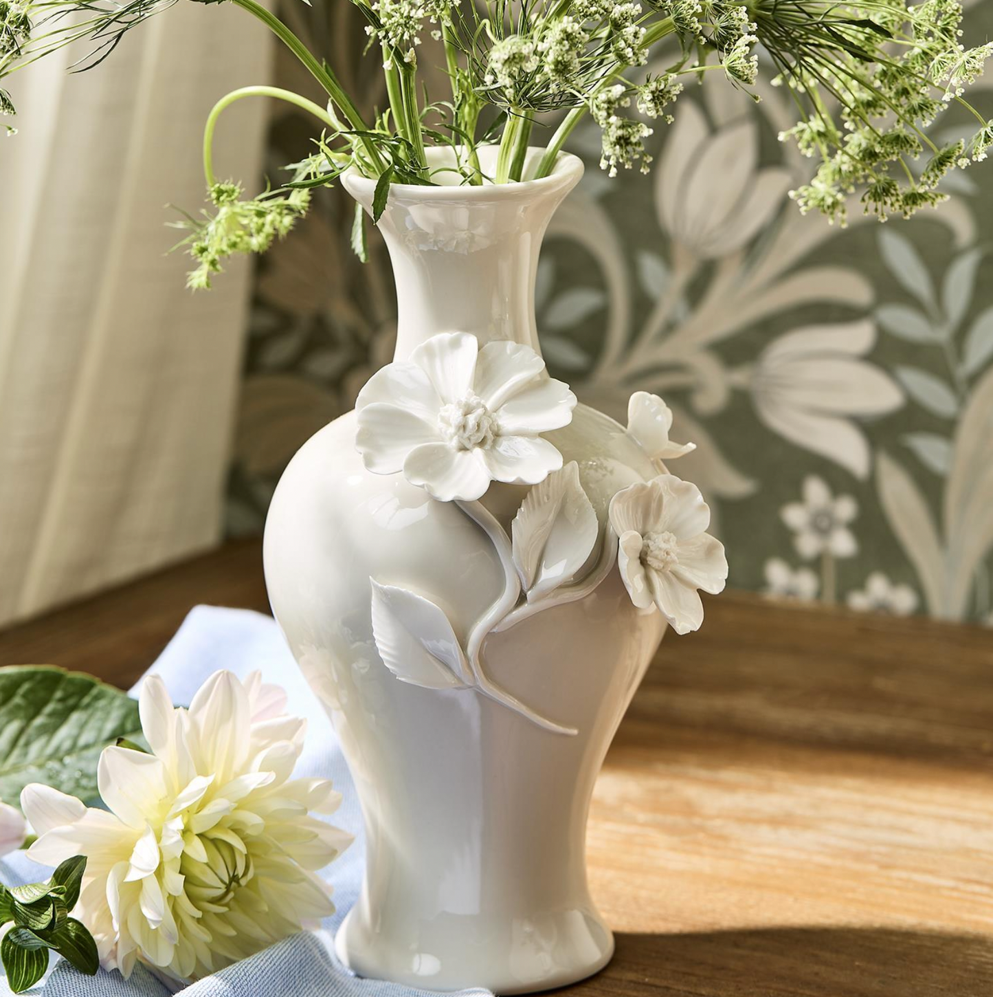 Porcelain Mini Vases with Sculpted Flowers