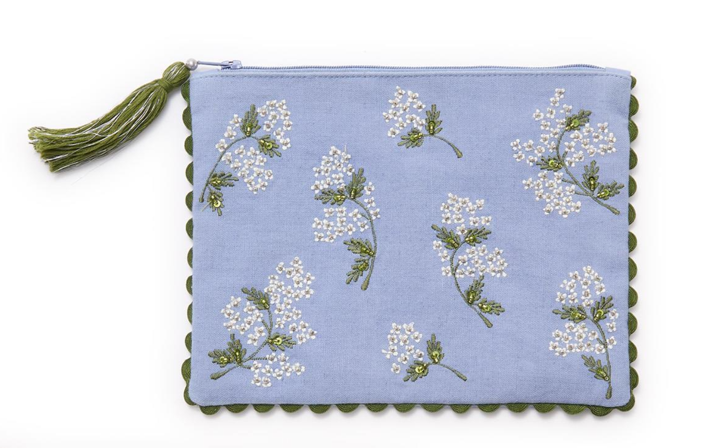 Hydrangea Embroidered Pouch