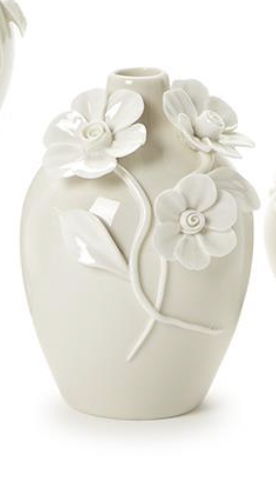 Porcelain Mini Vases with Sculpted Flowers