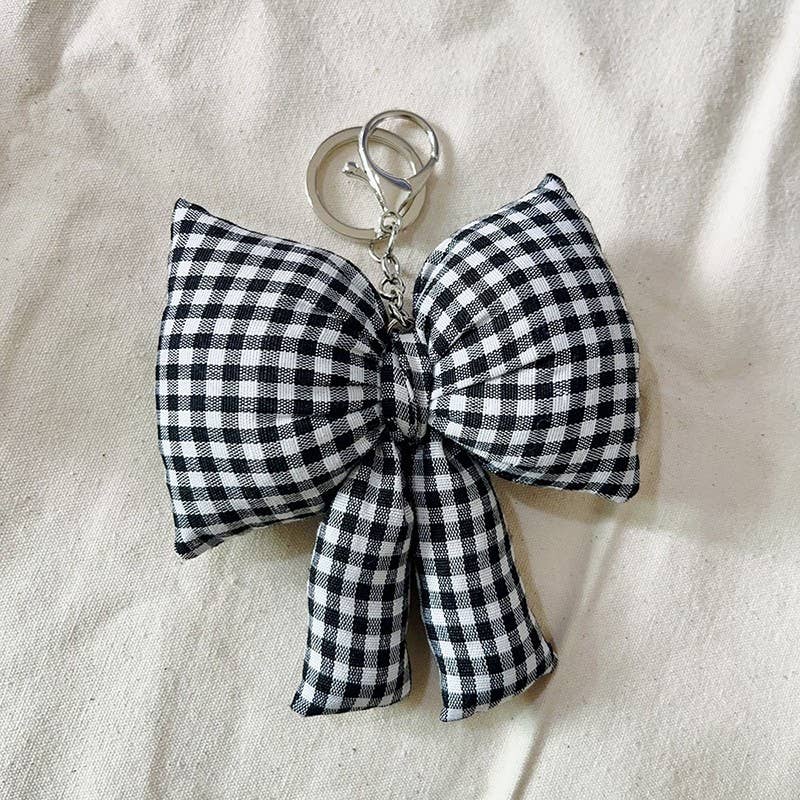 Puffy Gingham Bow Keychain