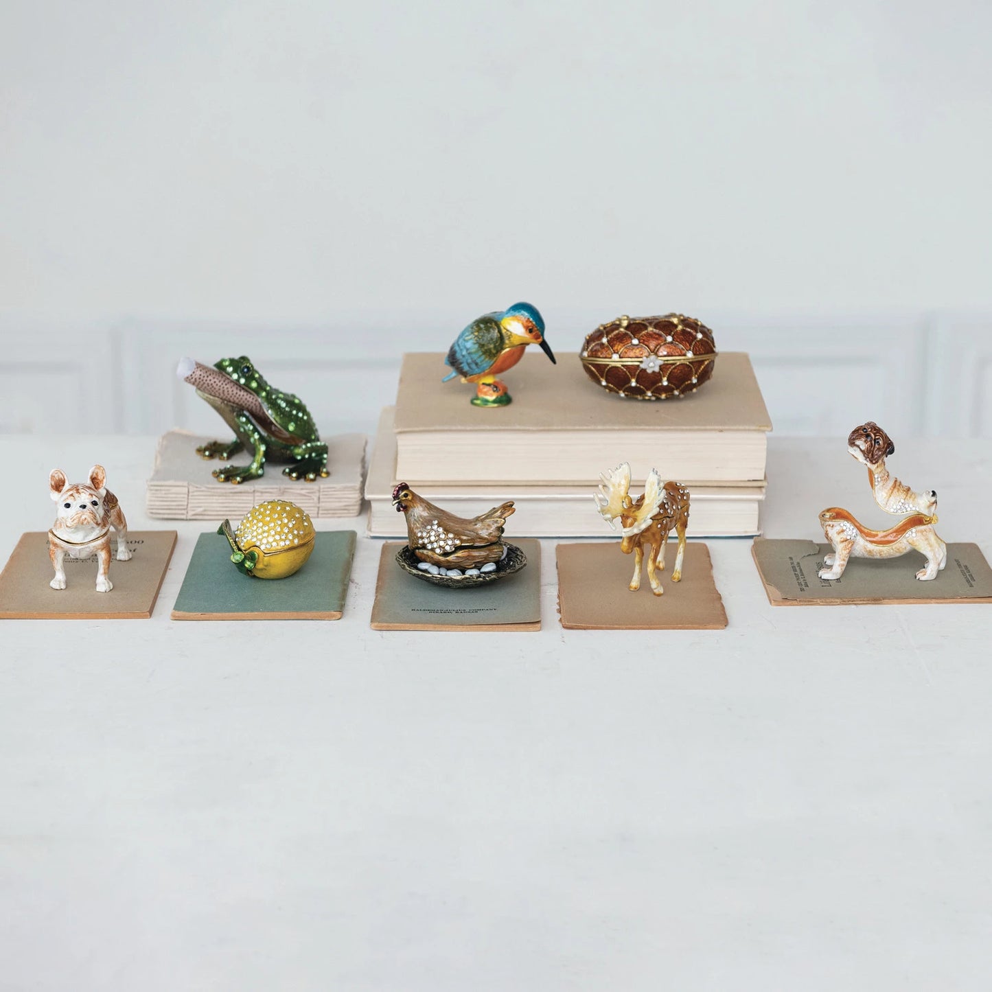Enameled Metal French Bulldog Trinket Box