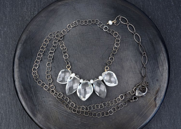 Pearls and Mixed Shape Quartz Necklace