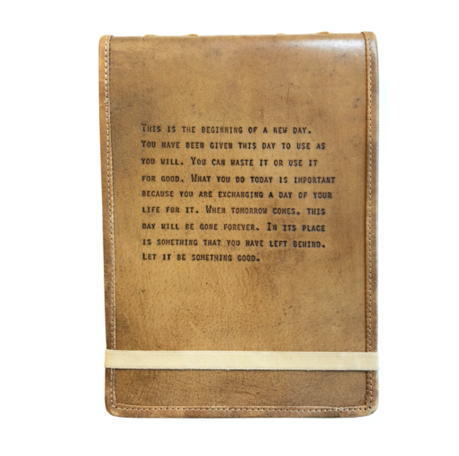 Handmade Leather Quote Journal - Large