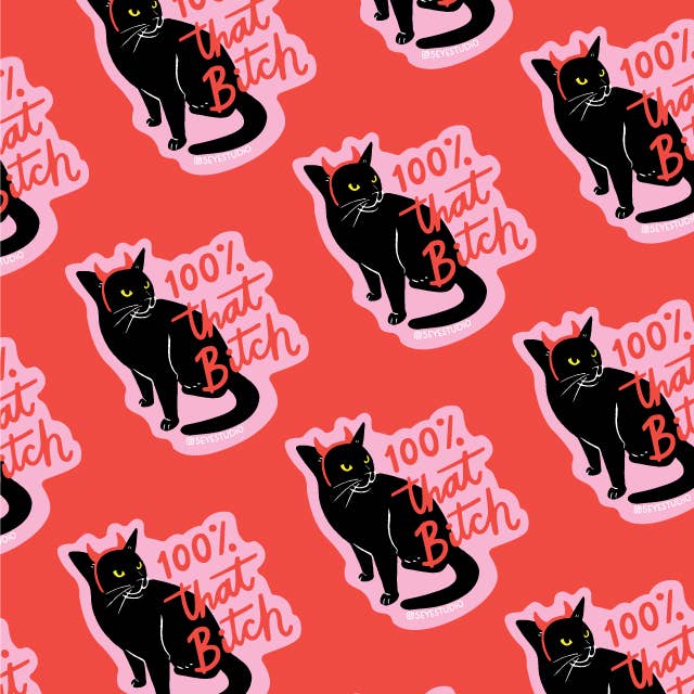 100 Percent That Cat Devil Diecut Vinyl Sticker