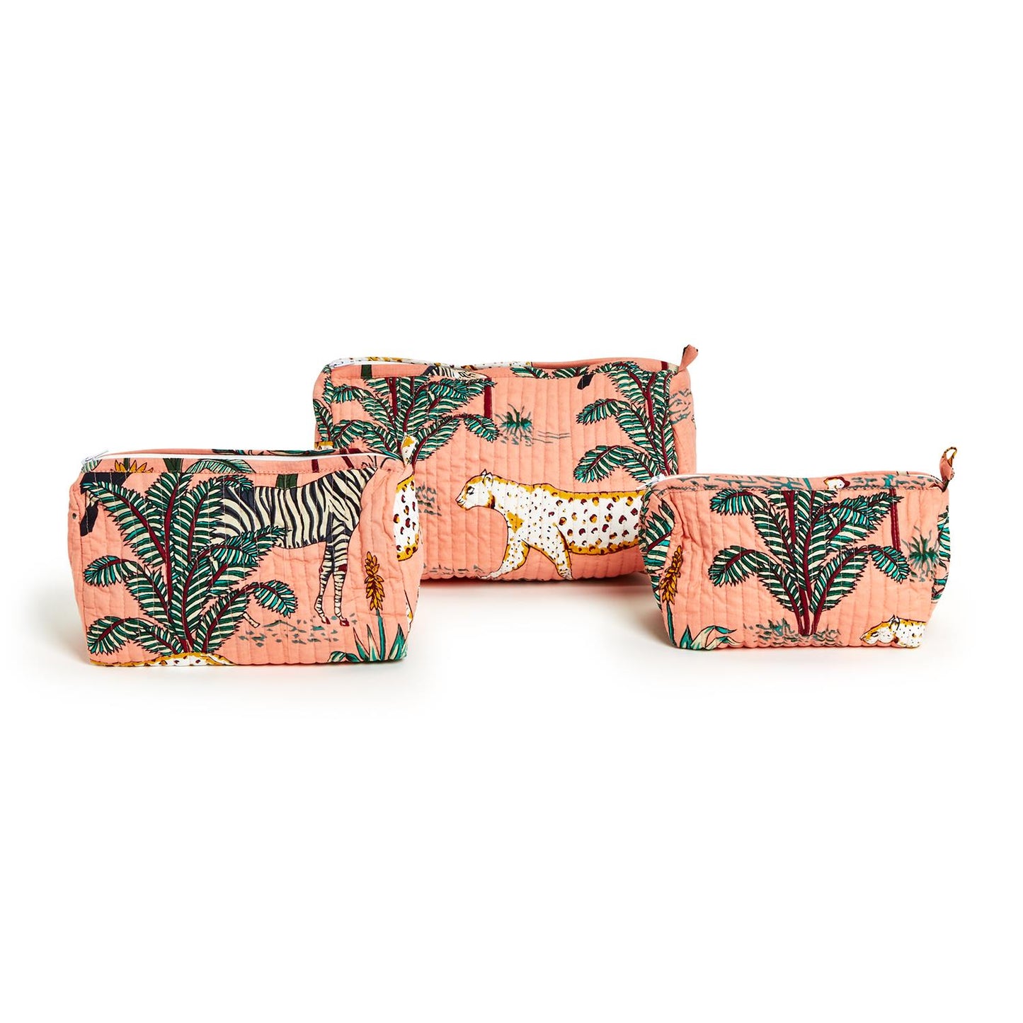 Hand-Printed Tropical Island Cosmetic Bag