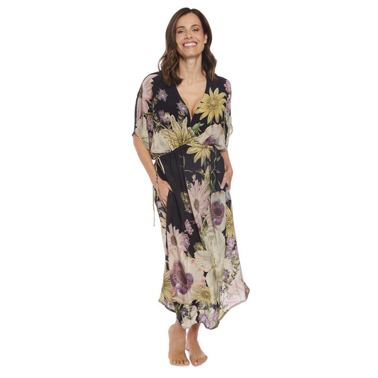 Daisy Print Black String Dress