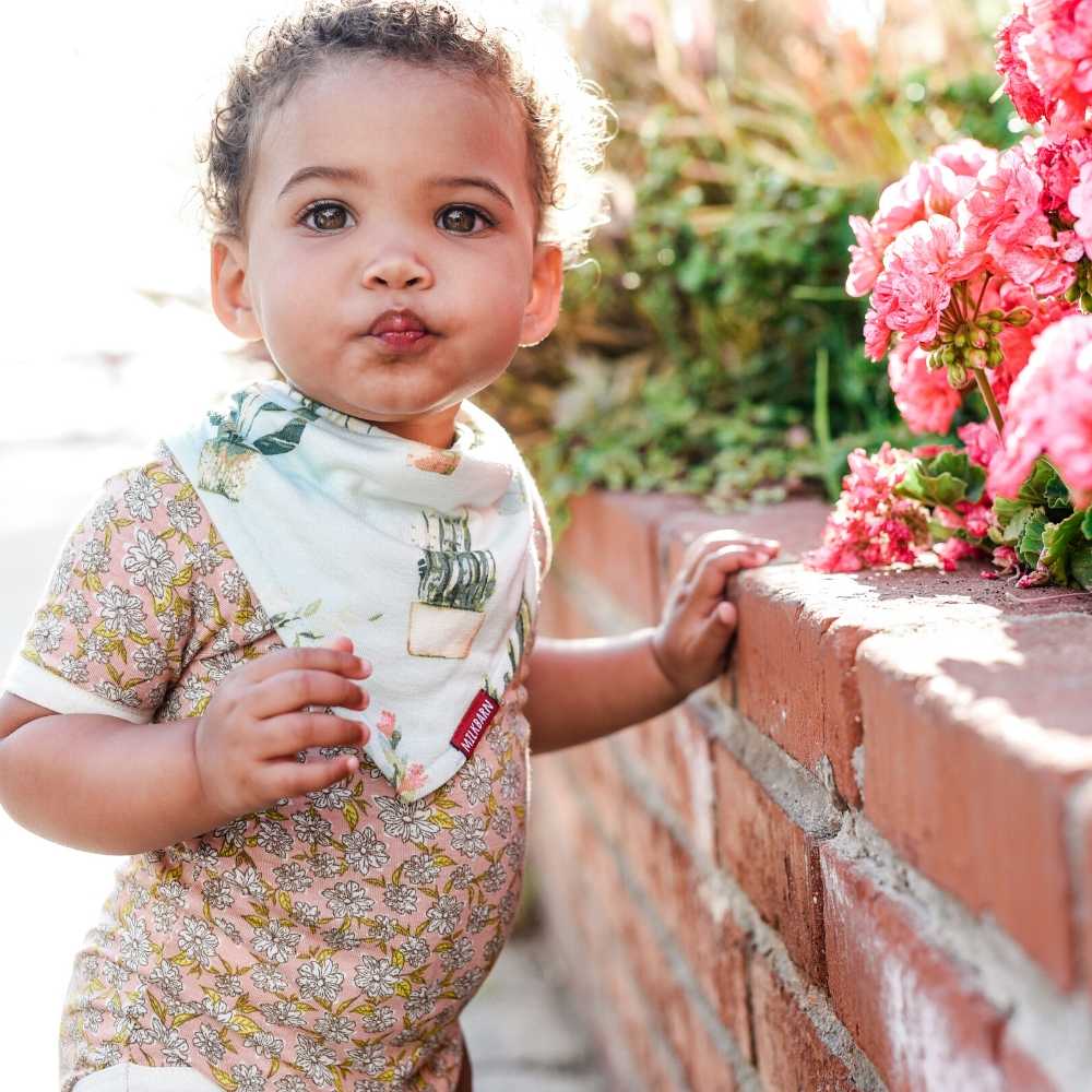 Bamboo Three-Layer Kerchief Bib - Potted Plants