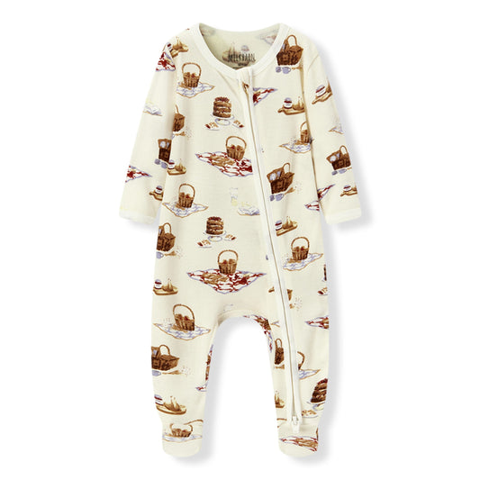 Organic Cotton Zipper Footed Romper - Picnic