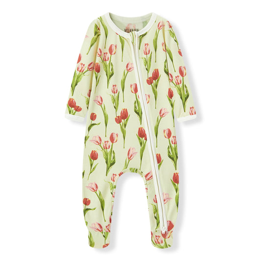Luxe Stretch Zipper Footed Romper - Tulip