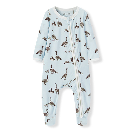 Luxe Stretch Zipper Footed Romper - Goose