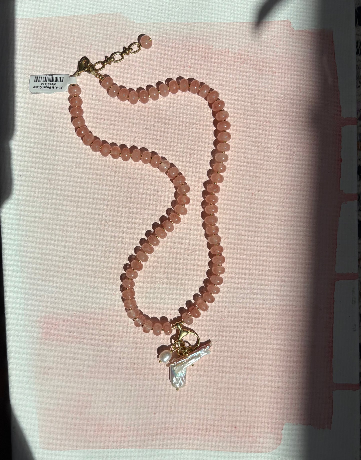 Pink & Pearl Clasp Necklace