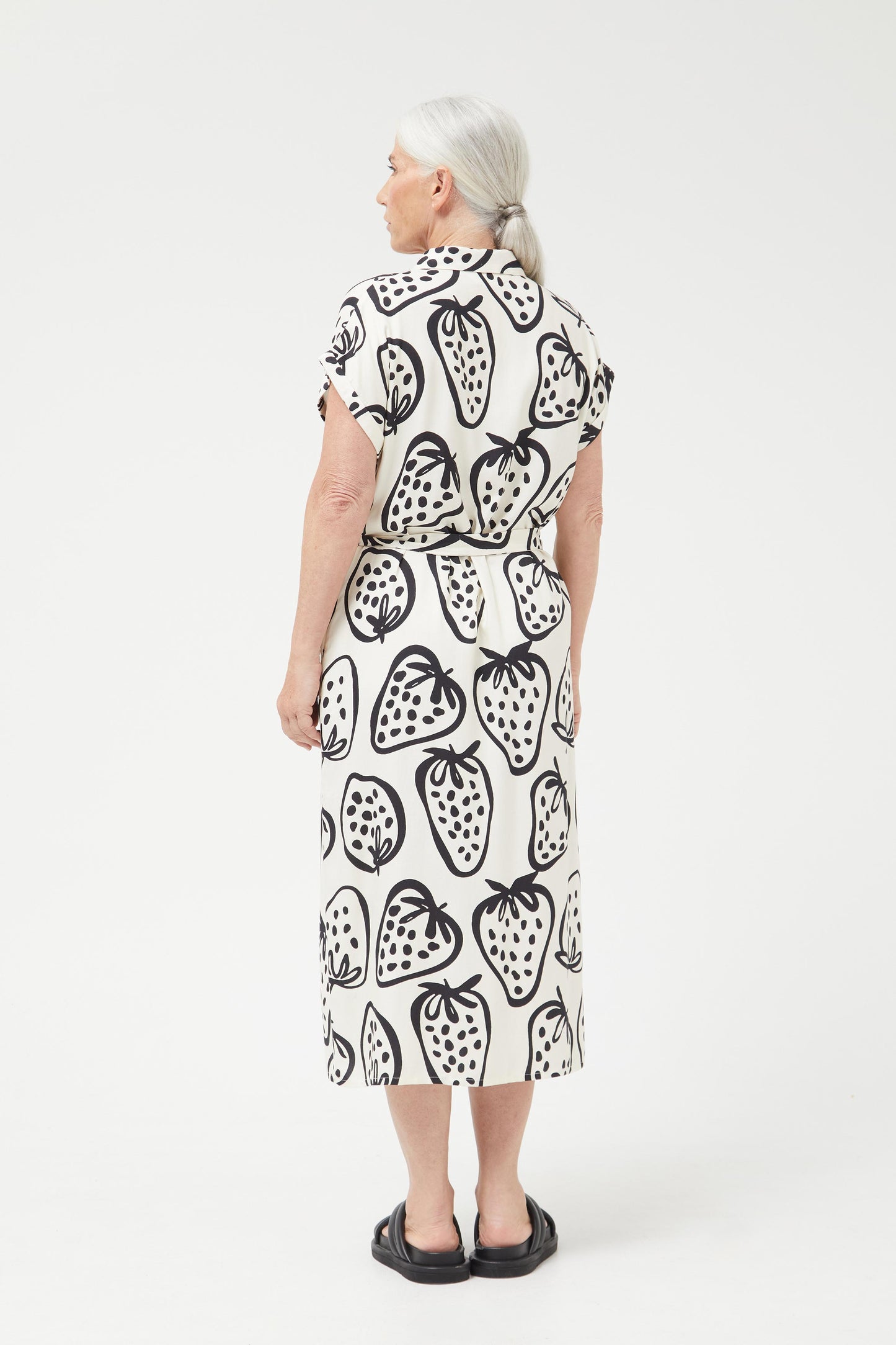 Selby Strawberry Printed Button Down Midi Dress