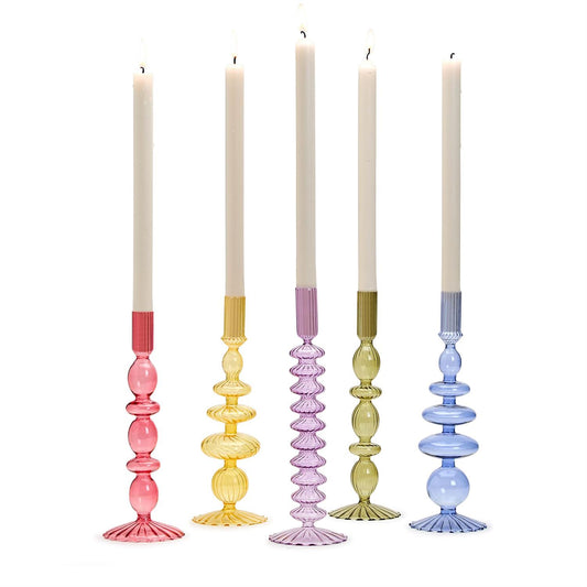 Colorful Hand-Blown Glass Candleholder