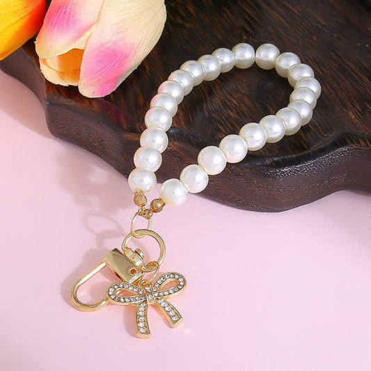 Pearl & Bow Bag Charm