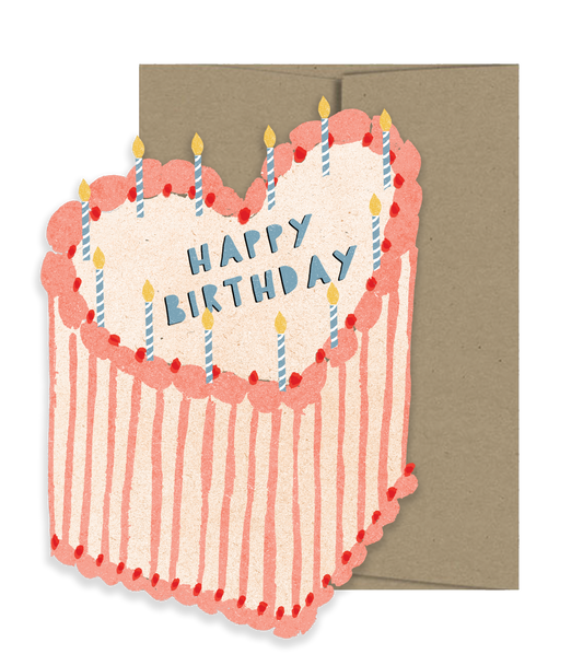 Heart Cake Birthday Die Cut Card