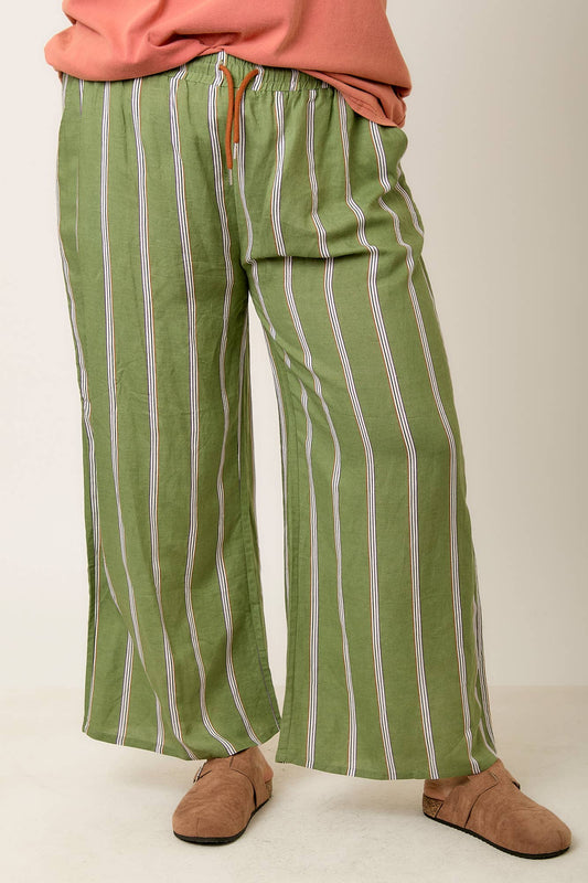 Elastic Waist Striped Pants