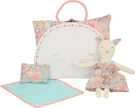Floral Kitty Mini Suitcase Doll Set
