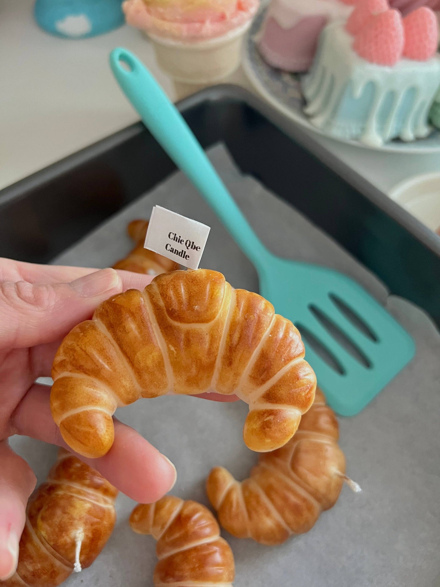 Handmade Unscented Mini Croissant Candle