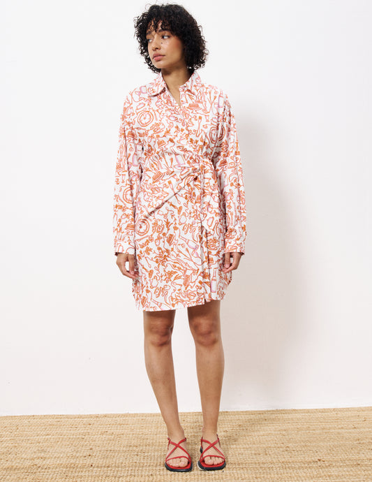 Poeiti Tablescape Print Wrap Dress
