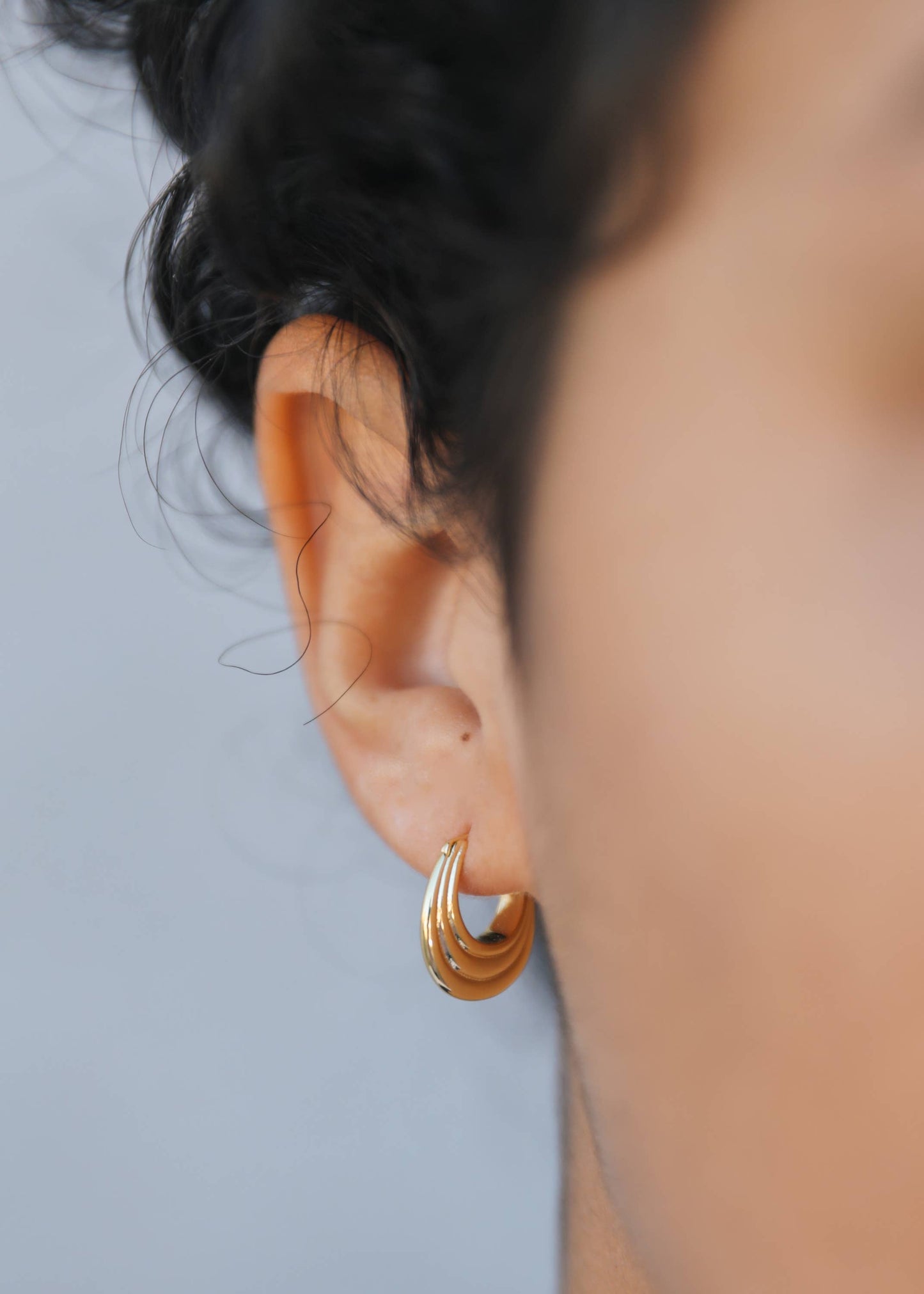 Tripple Arch Gold Earring