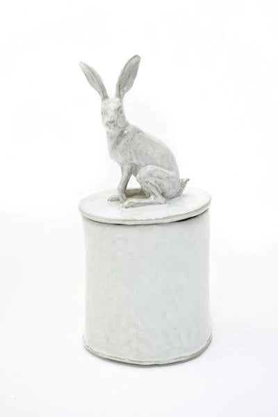 Handmade Ceramic Sitting Rabbit Lidded Vessel