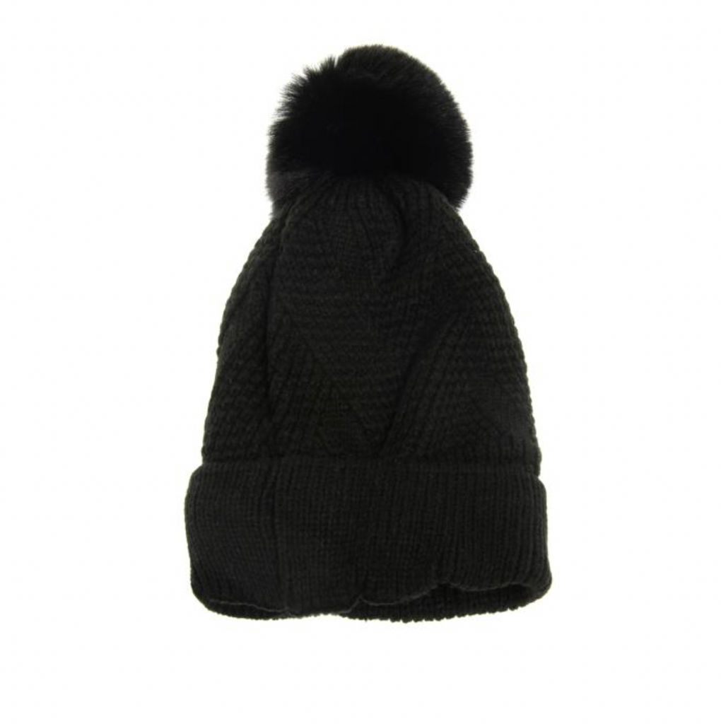 Lattice Pompom Hat