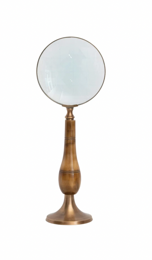 Brass & Bone Magnifying Glass on Stand