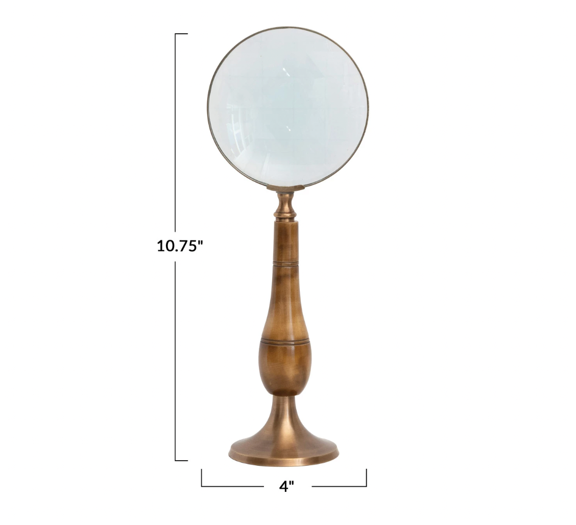 Brass & Bone Magnifying Glass on Stand