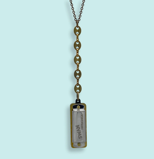 Silver Harmonica Anchor-Drop Necklace
