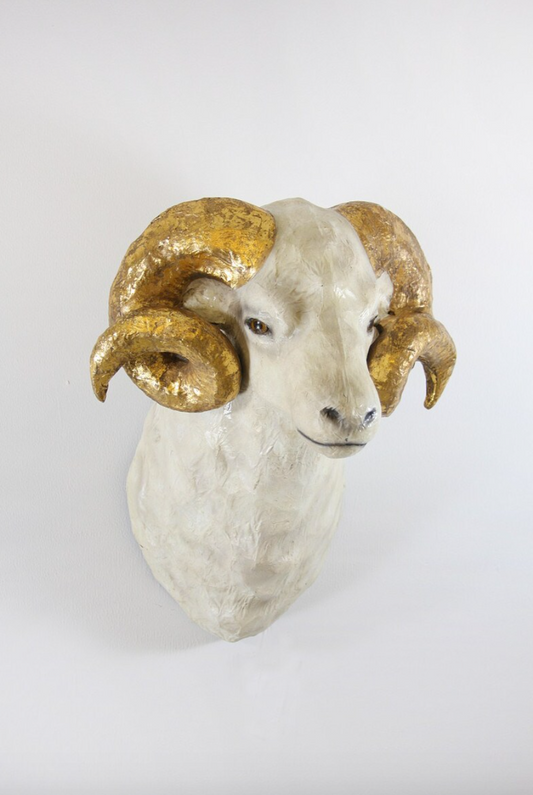 Ram Wall Mount - with Gold Horns