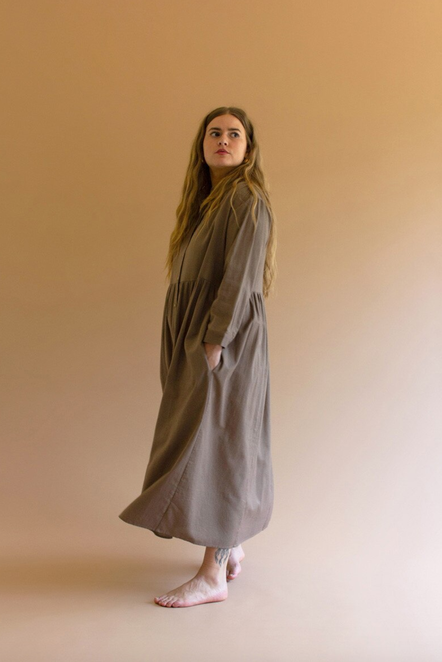 Long-Sleeve Buttondown Dress