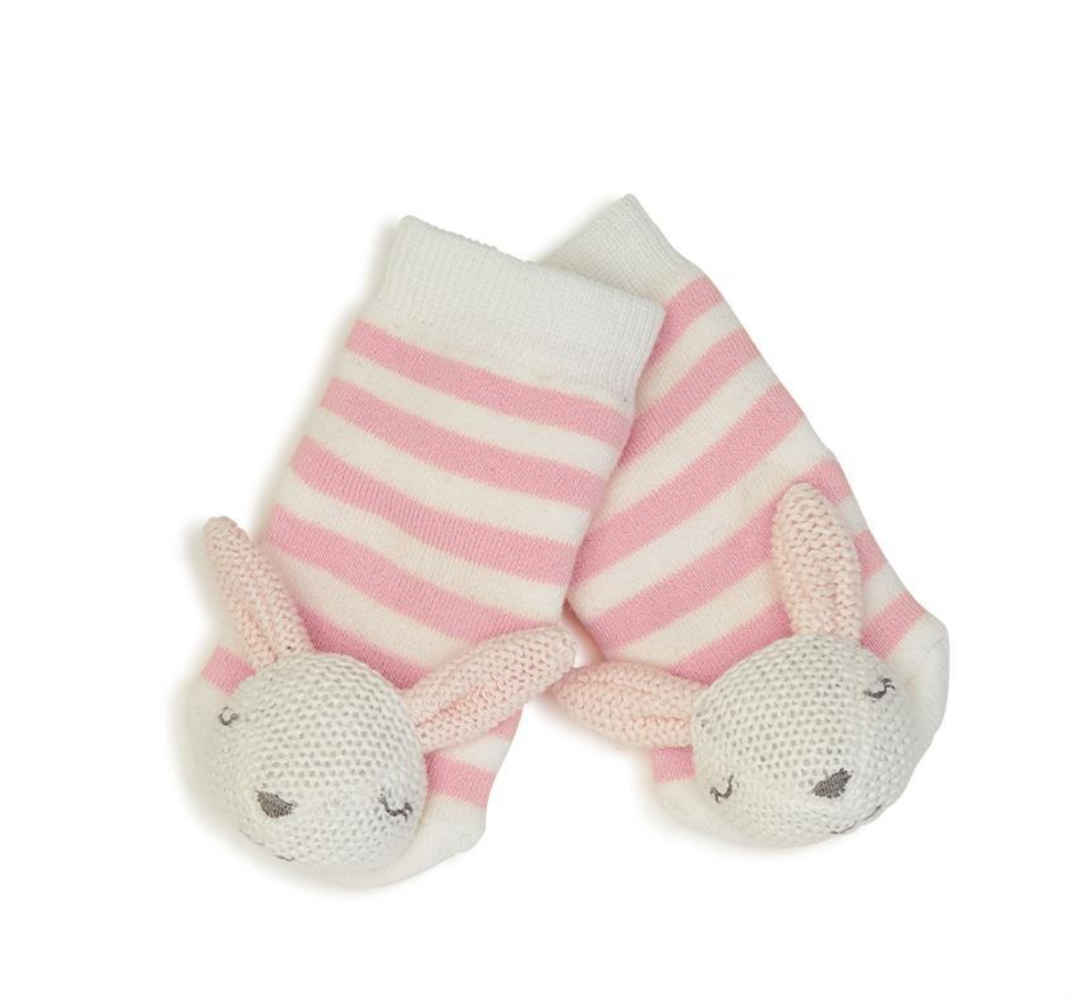 Knit Animal Baby Rattle Socks