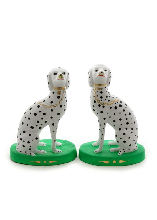 9.75" Paper Mache Spotted Dalmatian Set