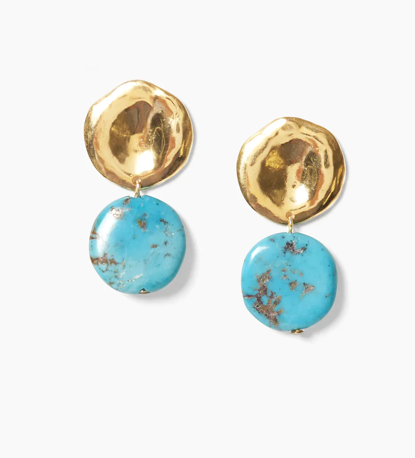 Tiered Coin Earrings with Turquoise