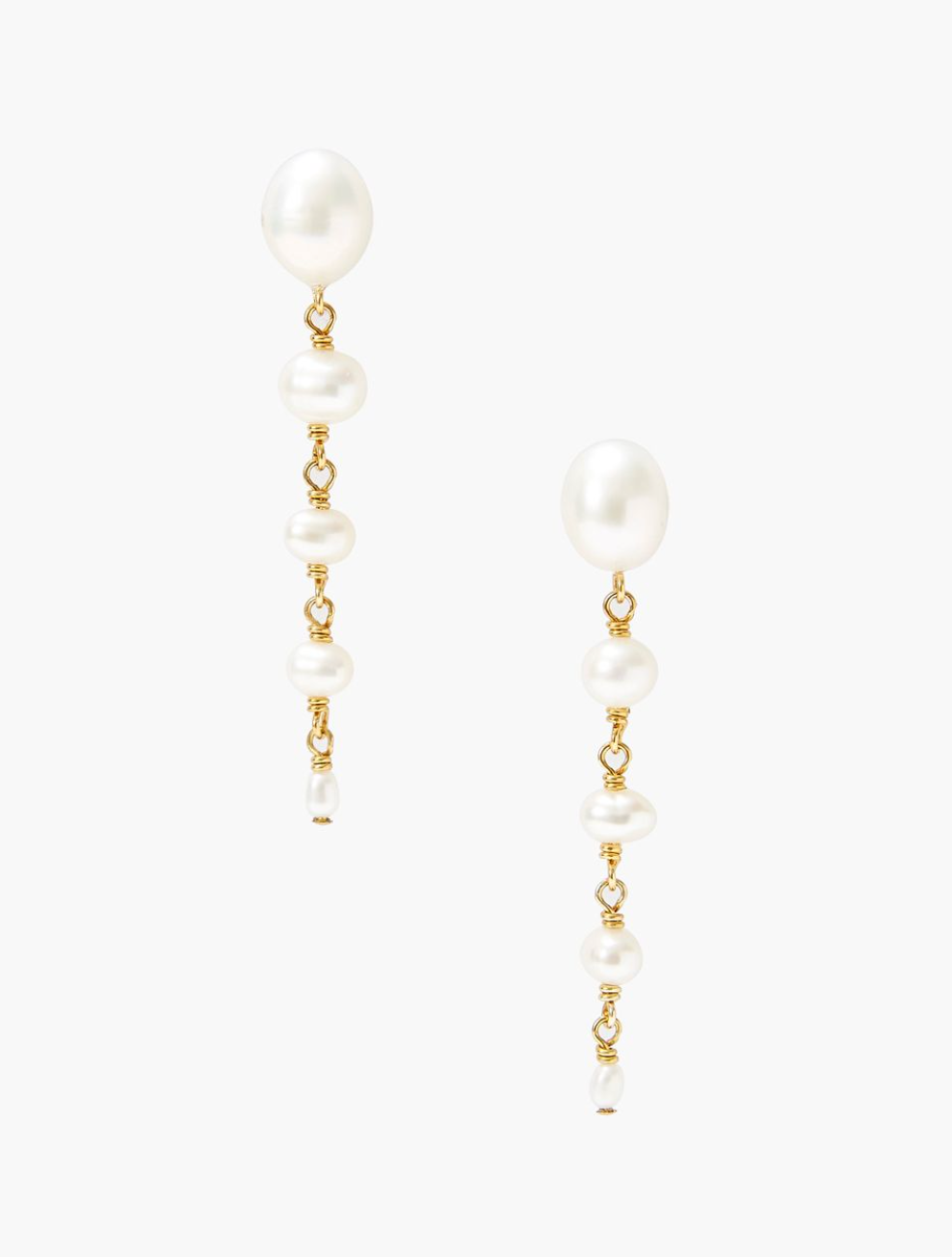 Graduated White Pearl Dangle Earrings