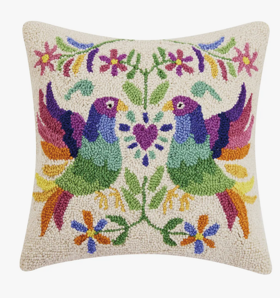 Otomi Birds with Heart Hook Pillow