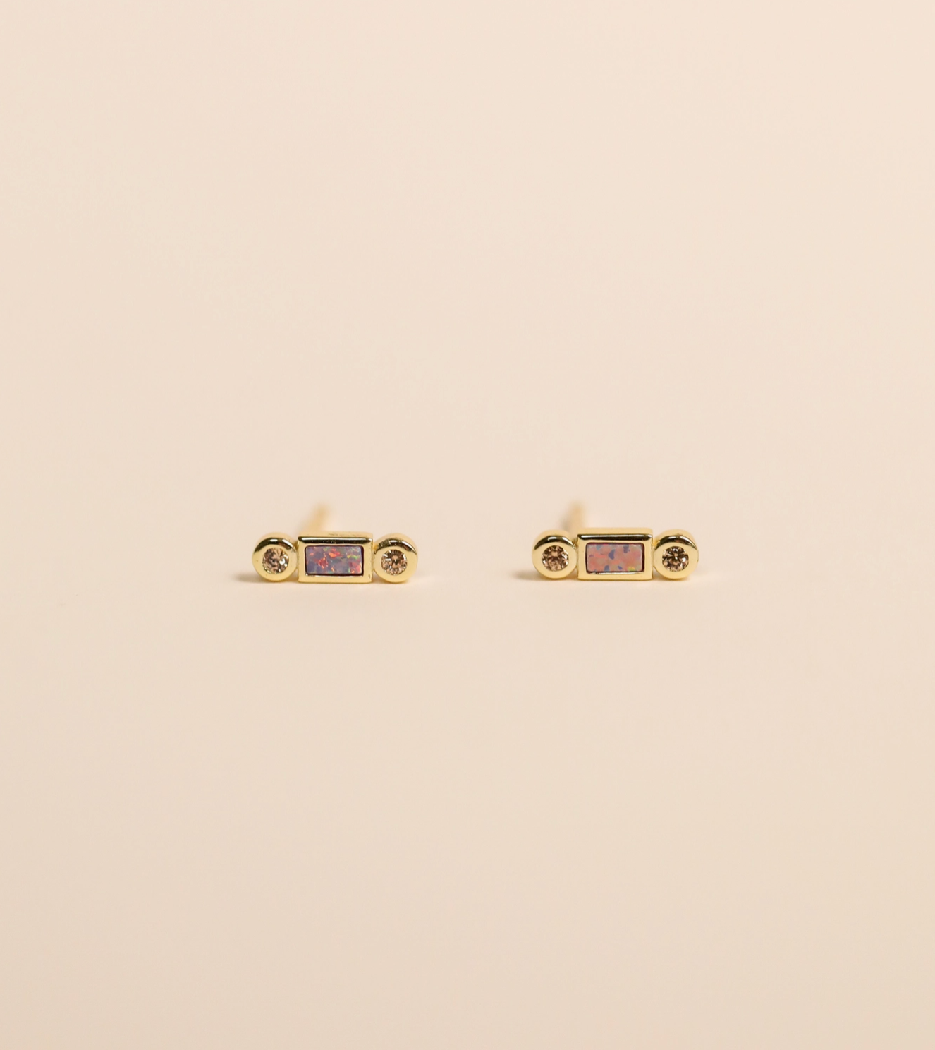 Bar Opal Stud Earrings