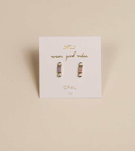 Bar Opal Stud Earrings