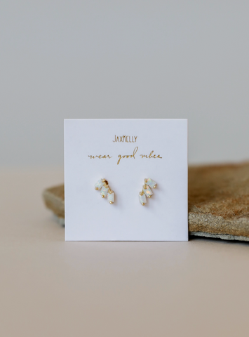 Opal Offset Trio Stud Earrings