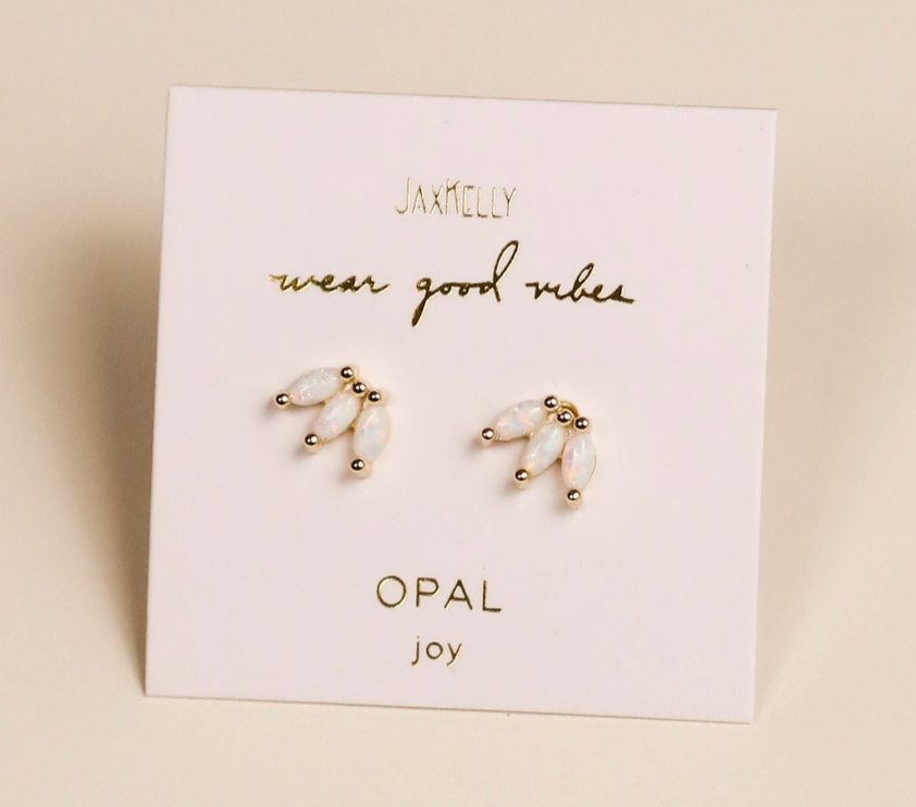 Opal Crown Stud Earrings