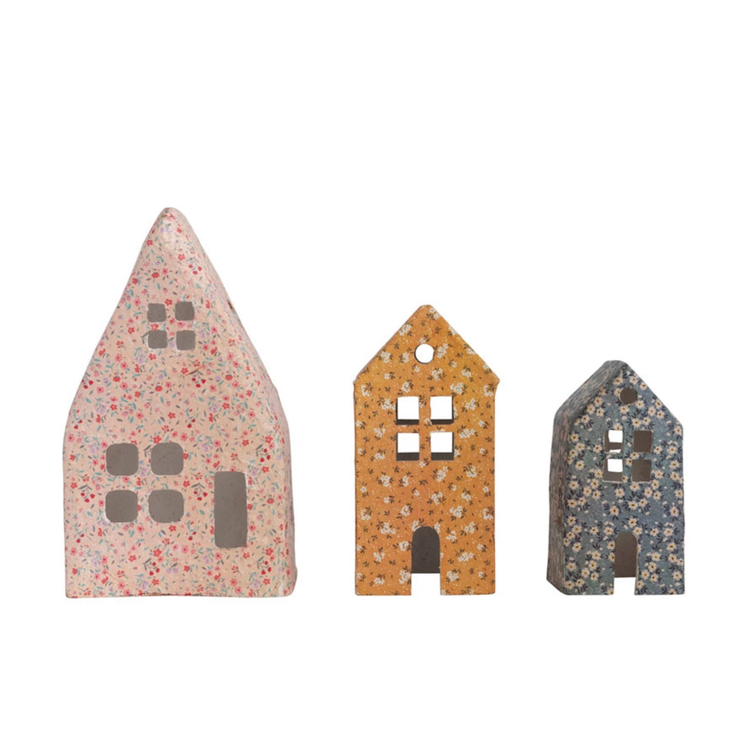 Floral Paper Mache Houses