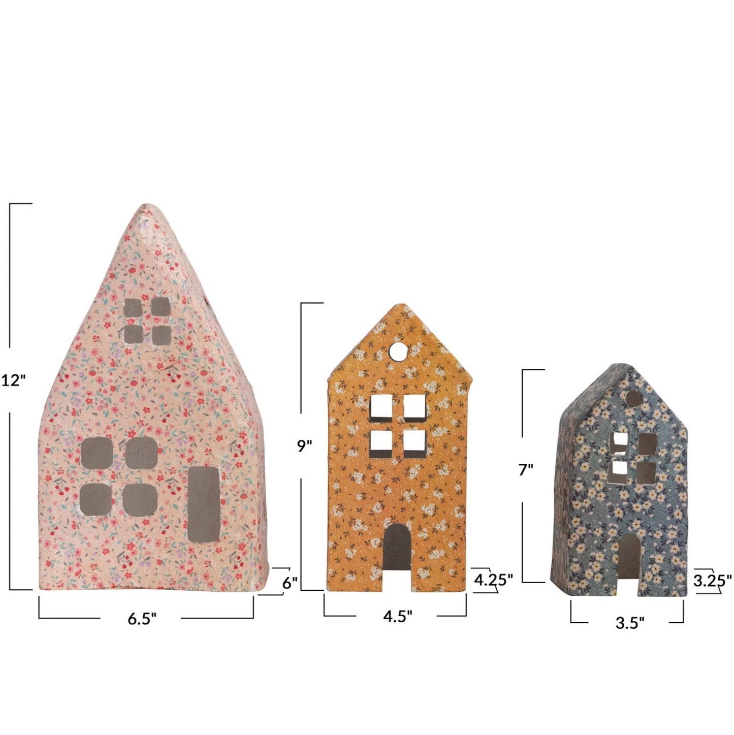 Floral Paper Mache Houses