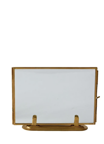 Horizontal Brass & Glass Photo Frame with Stand