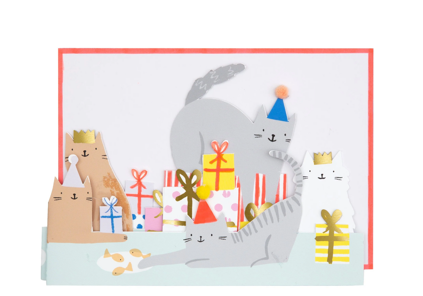 Cat Party Birthday Fold Out Card