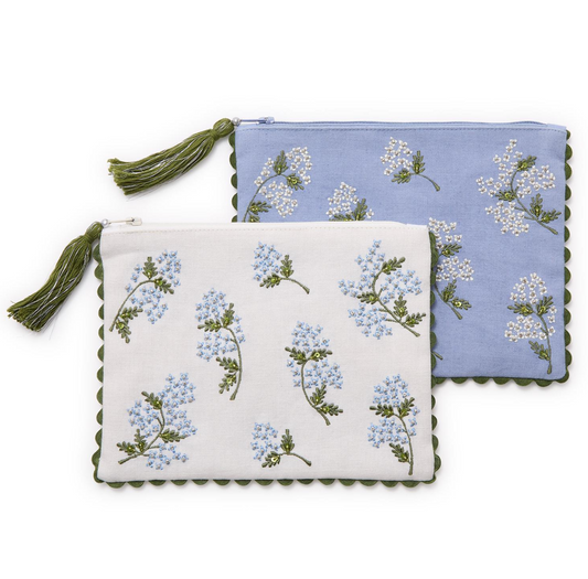 Hydrangea Embroidered Pouch
