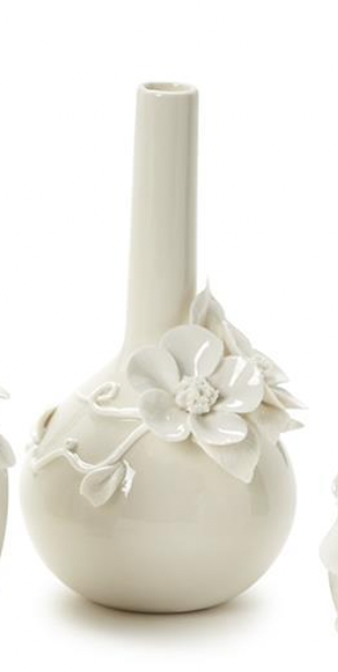 Porcelain Mini Vases with Sculpted Flowers